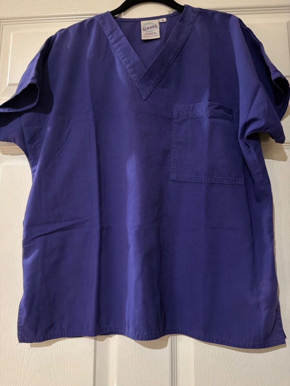 S.C.R.U.B.S. Purple V-Neck Medical Scrub Top With Pocket Size Medium